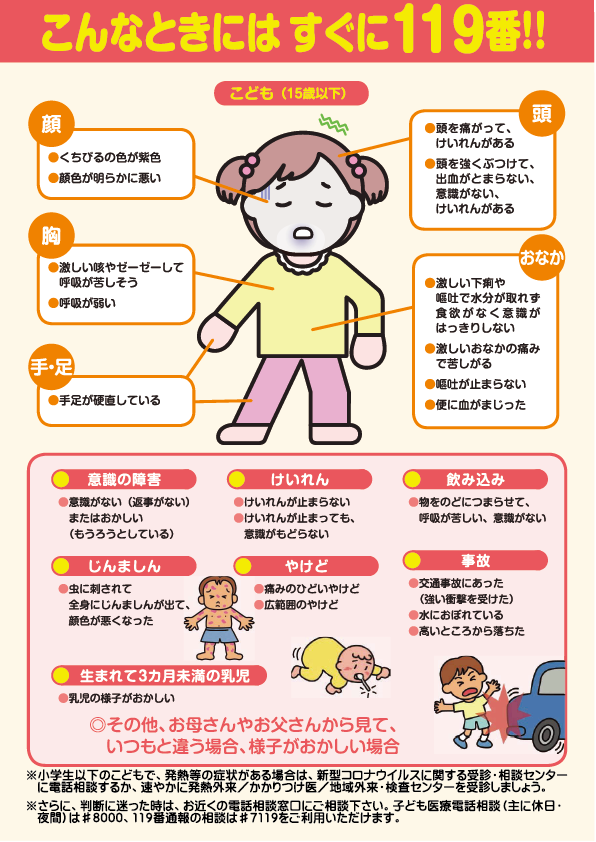 【子供版】救急車利用リーフレット